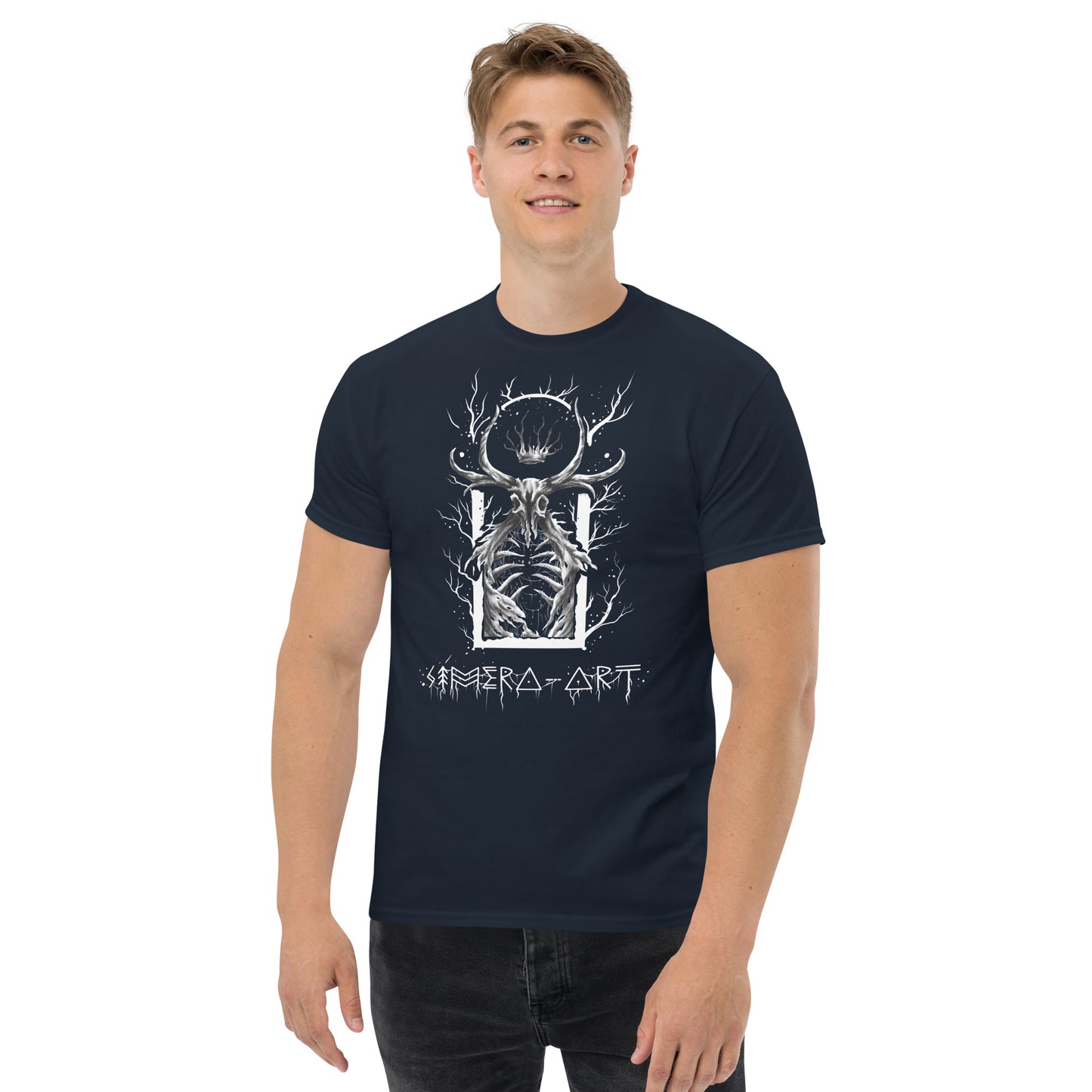 Explora la mitología celta con esta camiseta unisex de Cernunno, diseñada por Símera-Art. Arte exclusivo, estilo único. ¡Compra ahora!