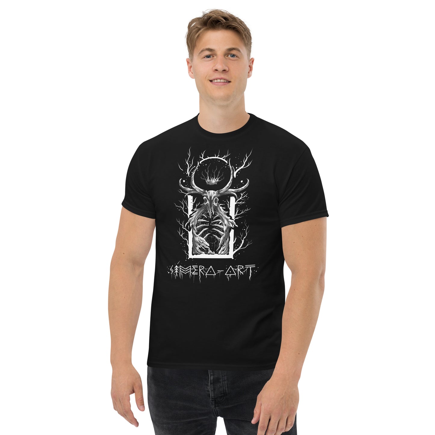 Explora la mitología celta con esta camiseta unisex de Cernunno, diseñada por Símera-Art. Arte exclusivo, estilo único. ¡Compra ahora!