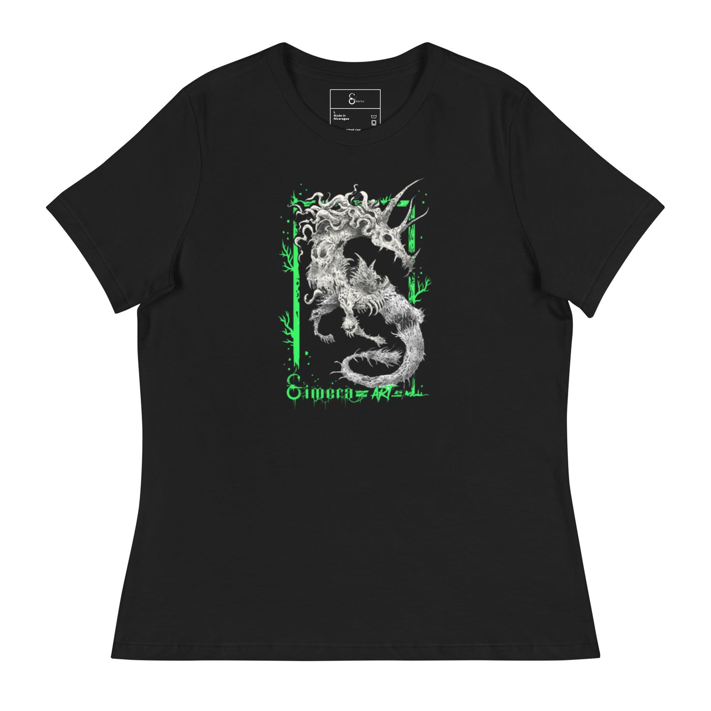 Camiseta Negra Suelta Mujer Hipocamphorror – Estilo Gótico y Comodidad-Símera-Art