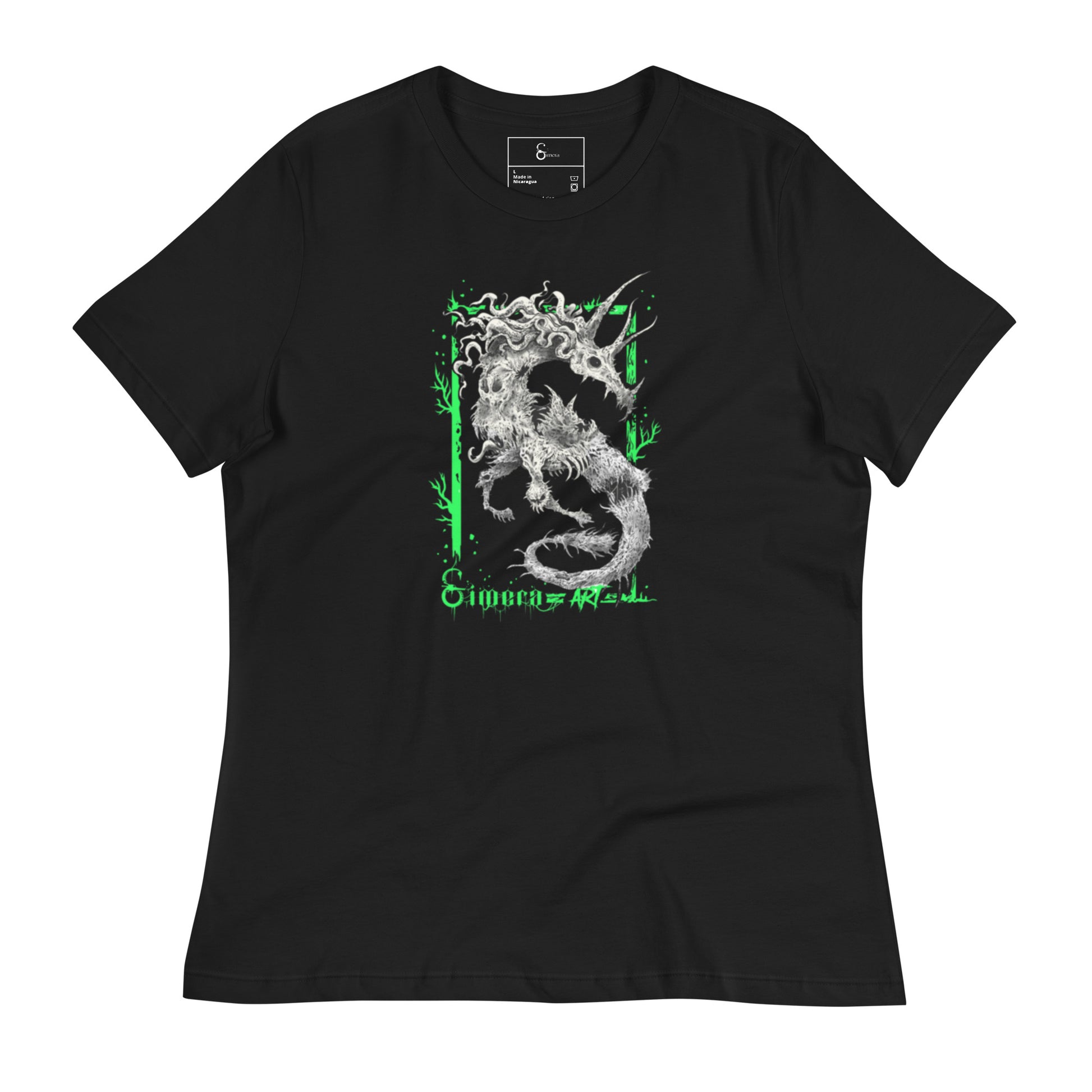 Camiseta Negra Suelta Mujer Hipocamphorror – Estilo Gótico y Comodidad-Símera-Art