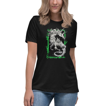 Camiseta Negra Suelta Mujer Hipocamphorror – Estilo Gótico y Comodidad