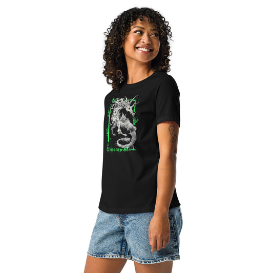 Camiseta Negra Suelta Mujer Hipocamphorror – Estilo Gótico y Comodidad-Símera-Art