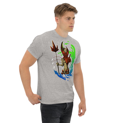 Camiseta Clásica Unisex El Guardián del Hades – Arte y Estilo Atemporal-Color gris-Vista lateral derecha-Colección Símera-Art