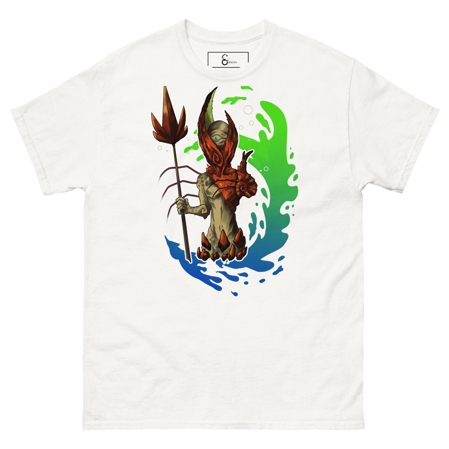 Camiseta Clásica Unisex El Guardián del Hades – Arte y Estilo Atemporal-color blanco-vista de frente-El Guardián del Hades-Colección Símera-Art