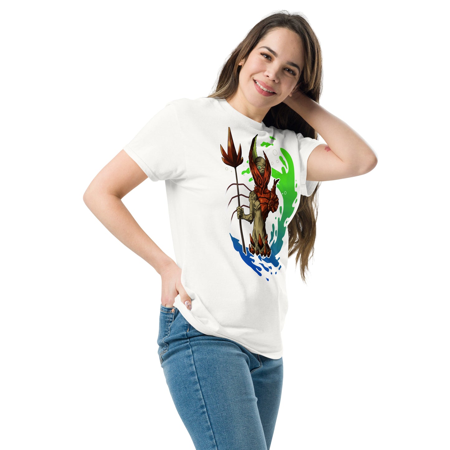 Camiseta Clásica Unisex El Guardián del Hades – Arte y Estilo Atemporal-blanco-Vista de frente-Colección Símera-Art