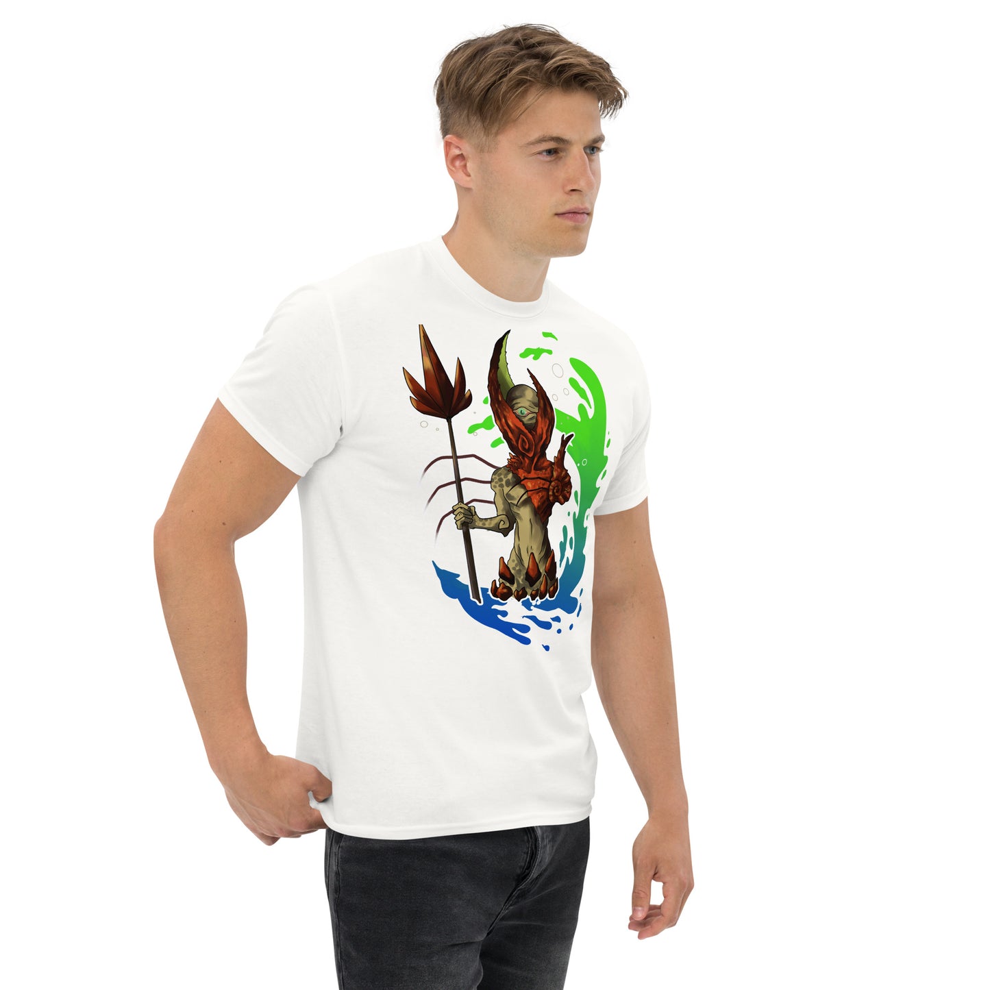 Camiseta Clásica Unisex El Guardián del Hades – Arte y Estilo Atemporal_color blanco-vista lateral derecha-colección símera-art