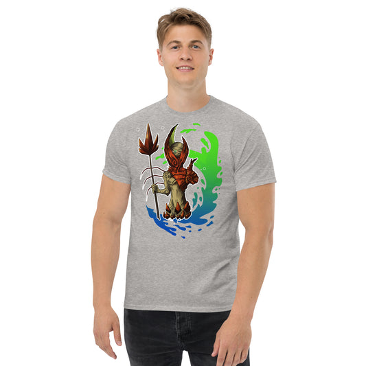 Chico con Camiseta Clásica Unisex El Guardián del Hades – Arte y Estilo Atemporal-Gris-De Frente-Colección Símera-Art