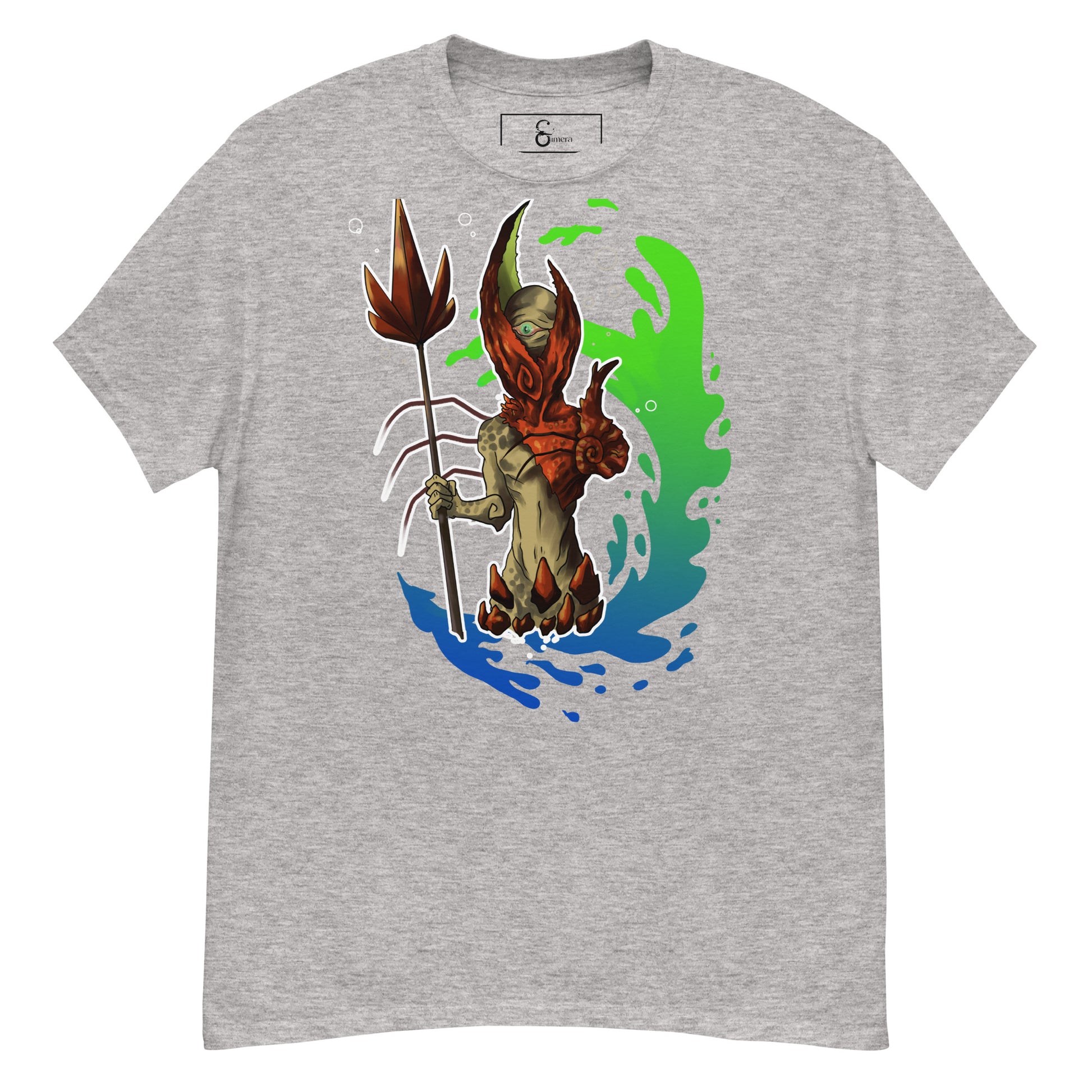 Camiseta Clásica Unisex El Guardián del Hades – Arte y Estilo Atemporal-color gris_vista de frente_colección símera-art