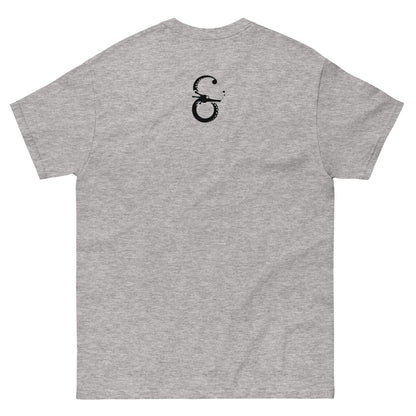 Camiseta Clásica Unisex El Guardián del Hades – Arte y Estilo Atemporal-color gris-vista de espalda-logo símera-colección símera-art