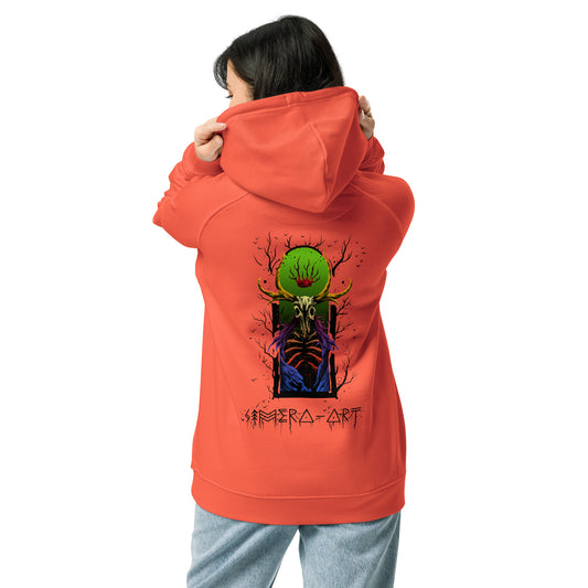 Sudadera eco unisex en vibrante naranja con diseño exclusivo inspirado en la naturaleza