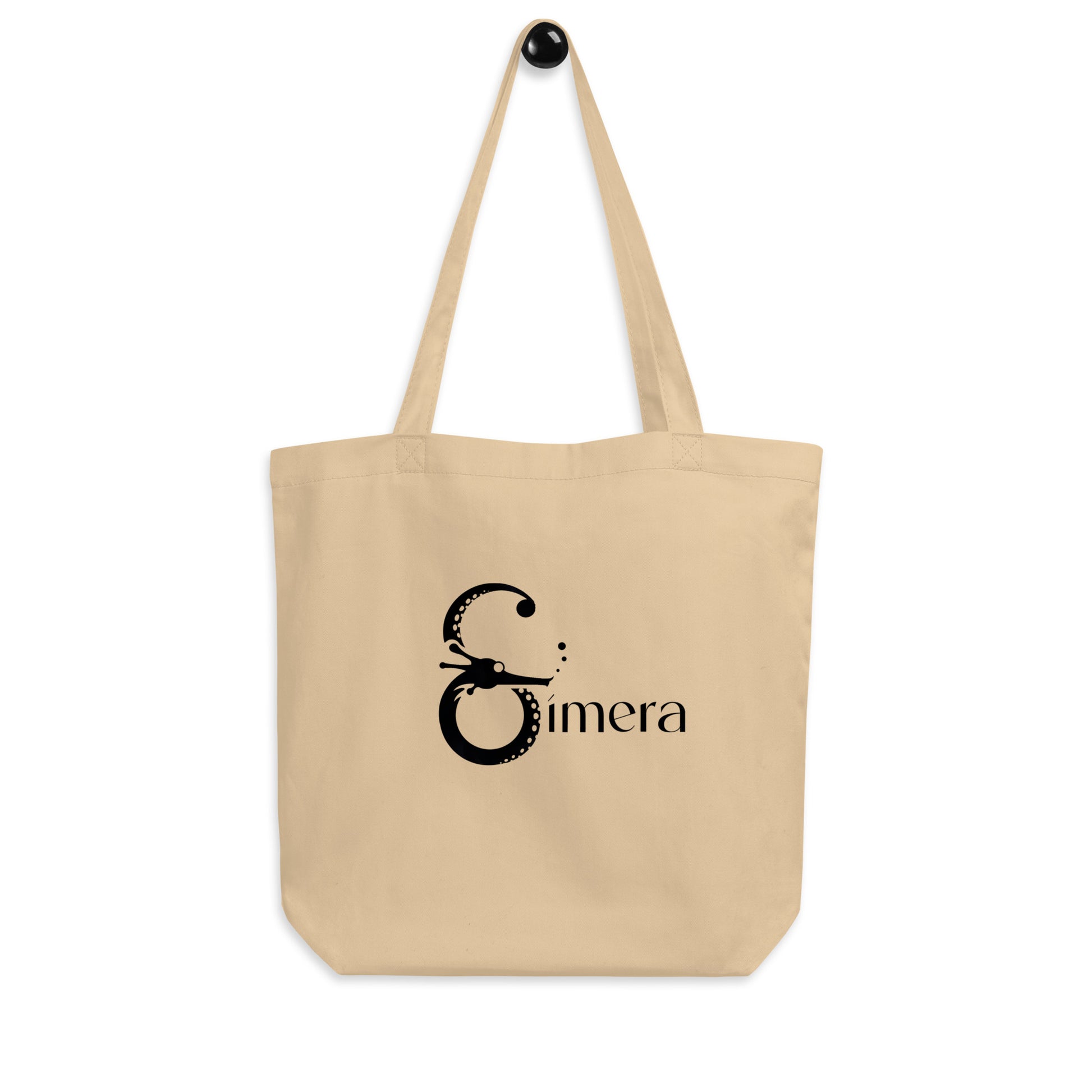 Ecobolsa tote de algodón orgánico en color beige con logo estampado en el centro