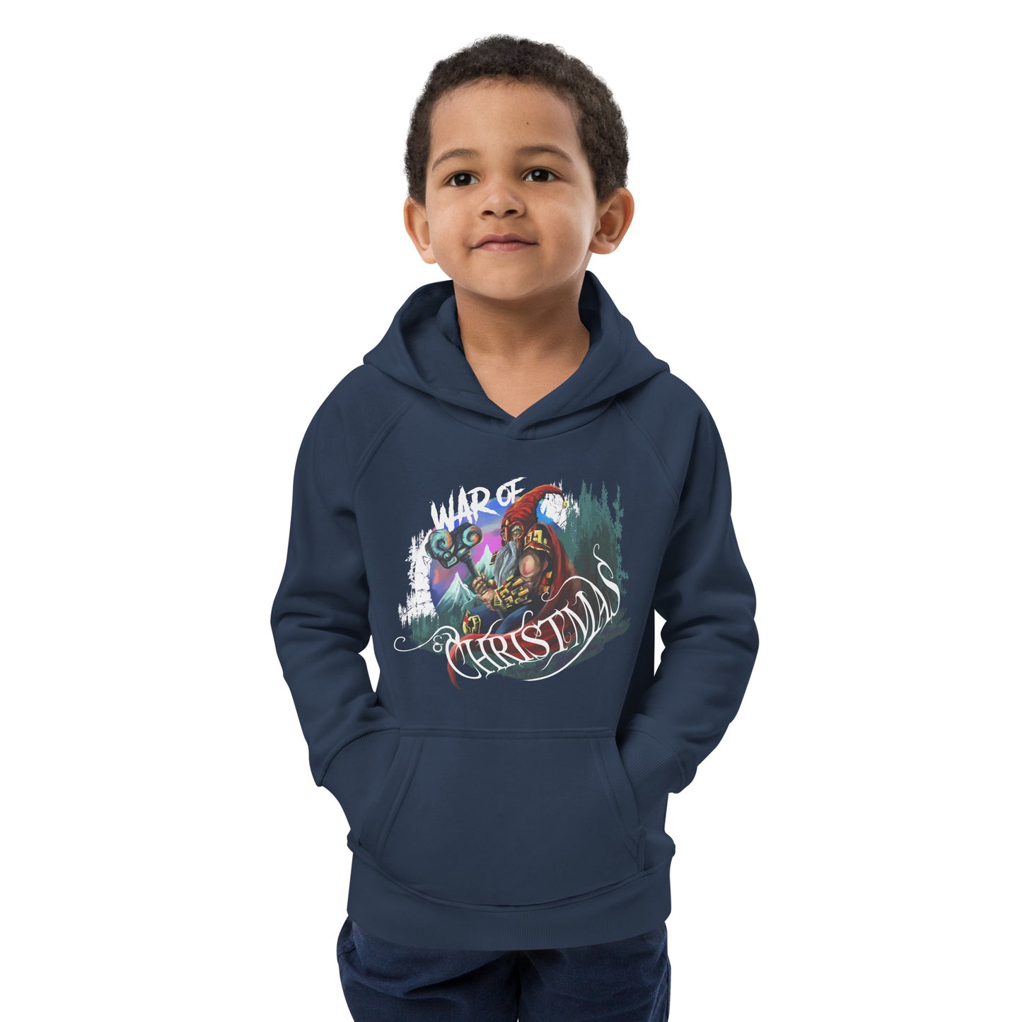 Suave y cálida, esta sudadera ecológica es perfecta para proteger a los más pequeños en las tardes de invierno. Diseño exclusivo War of Christmas.