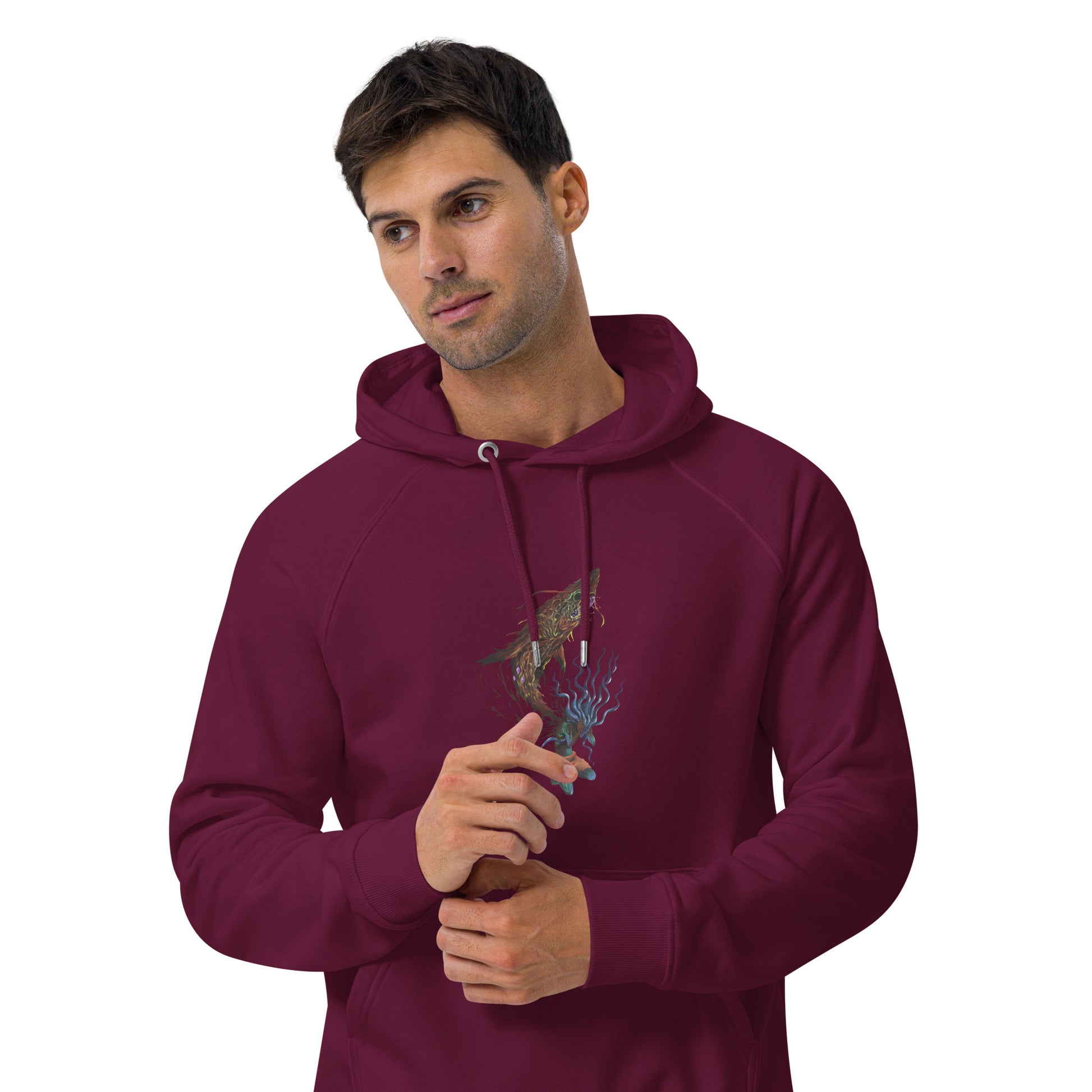 Luce el diseño Demonsea, un símbolo de fuerza y rebeldía, en esta vibrante sudadera morada eco-friendly. Perfecta para destacar en cualquier entorno