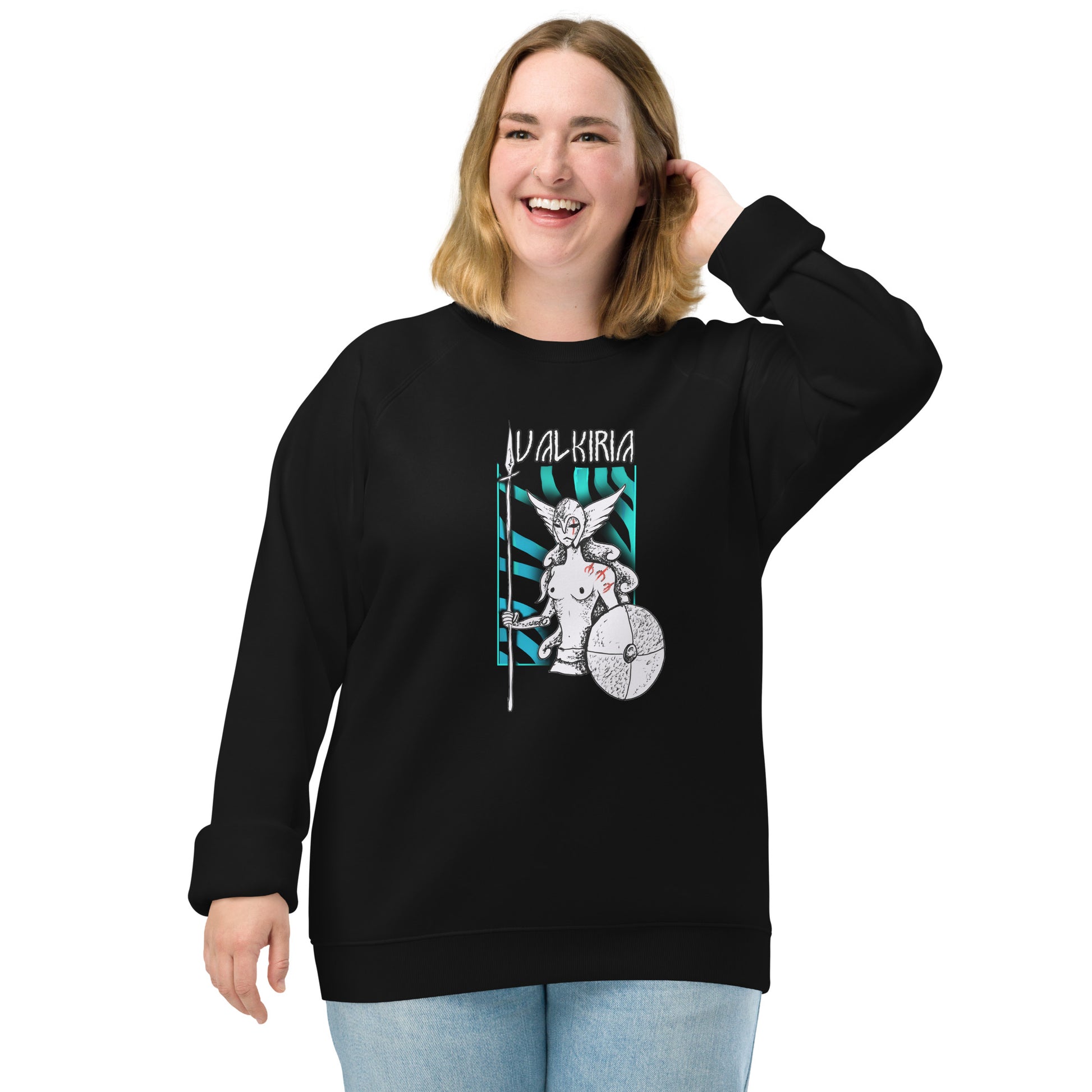 Vista frontal del diseño pagano: Sudadera negra con diseño inspirado en las leyendas del Yule, perfecta para quienes celebran el solsticio de invierno.